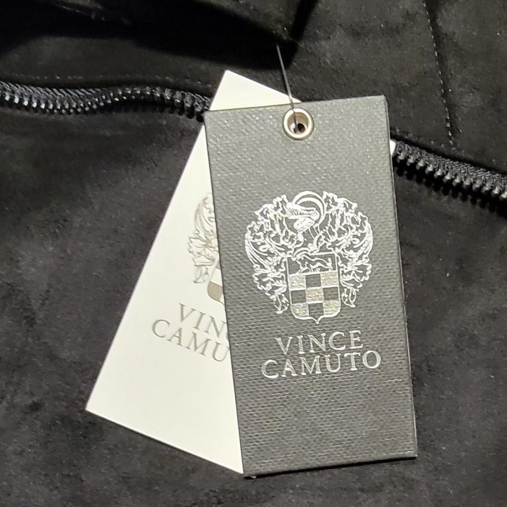 NWT Vince Camuto Black Vegan Suede Moto Jacket - Picture 13 of 14